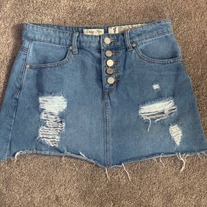 Distress jeans skirt